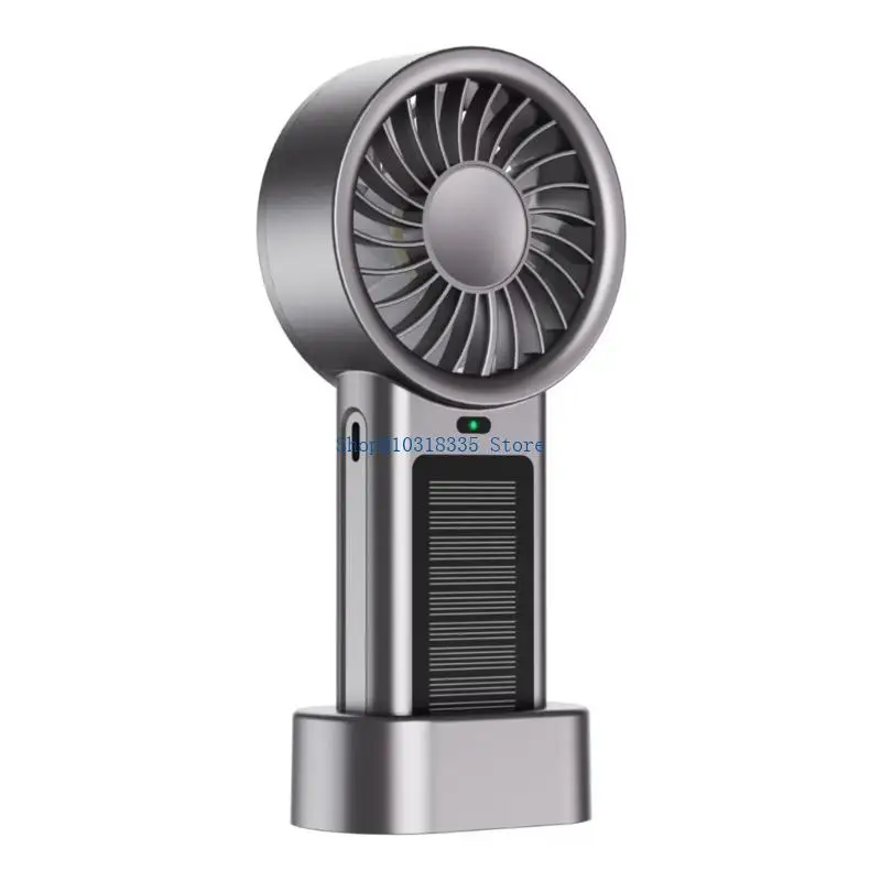  Rechargeable Solar Handheld Cooling Fan 5 Level Adjustment Lightweight Travel Cooling Fan For Desk Outdoor Home