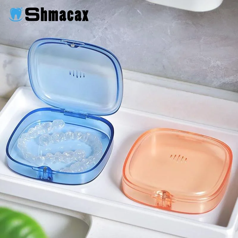 

Denture Tray Box Dental Retainer Box Case Plastic Teeth Container Denture Box False Teeth Protective Case
