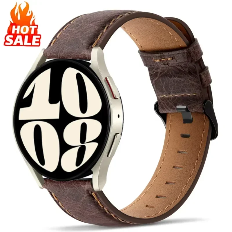 Genuine Leather strap for Samsung Galaxy watch 7/FE/4/6/classic/5/5 pro Retro bracelet 20mm 22mm band Huawei Gt 5-4-3-pro-2-2e