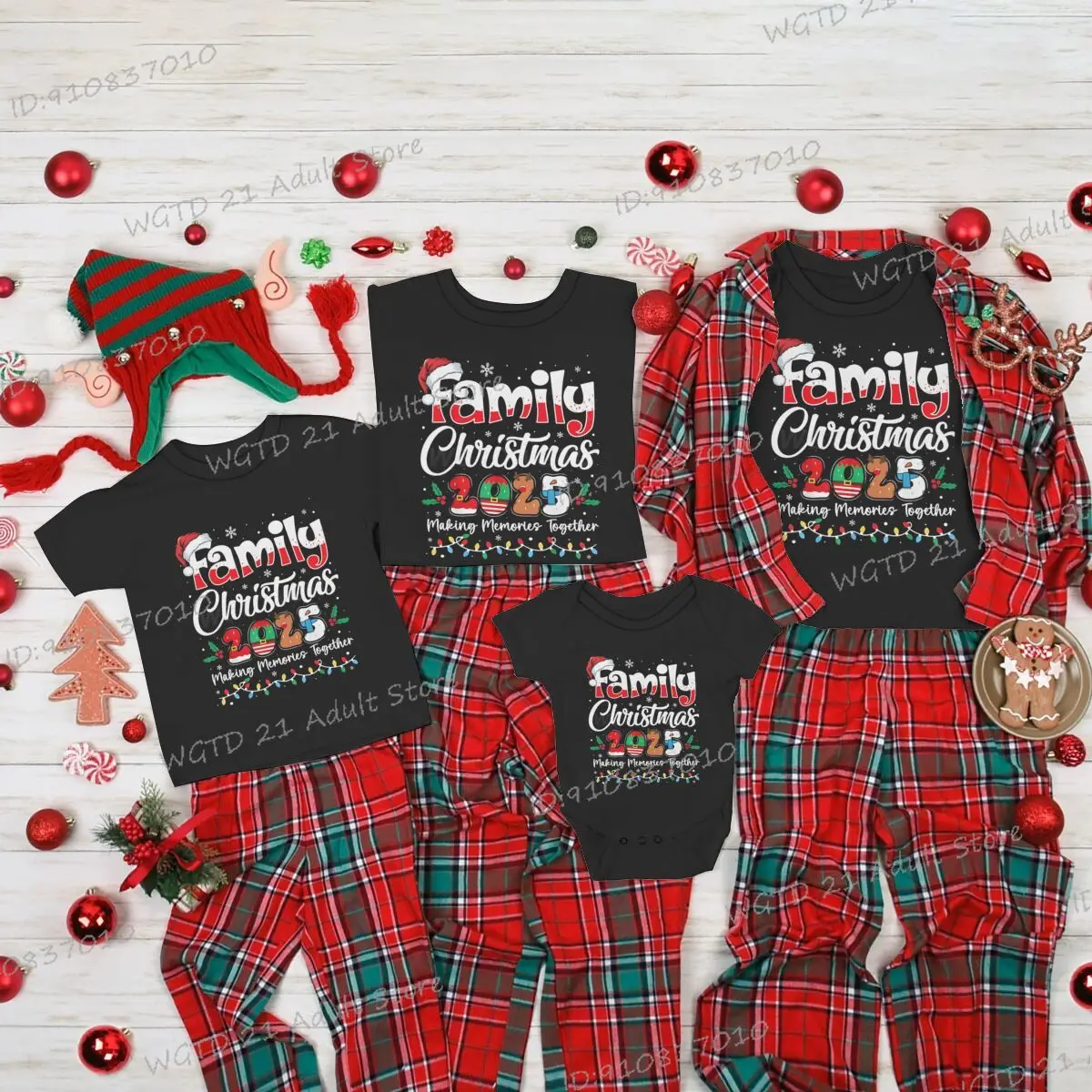 القطن الطفل رومبير الأسرة عيد الميلاد 2025 هدايا النساء الرجال الفتيات الفتيان مطابقة الأسرة مضحك تيز قصيرة الأكمام هدايا السنة الجديدة 2026