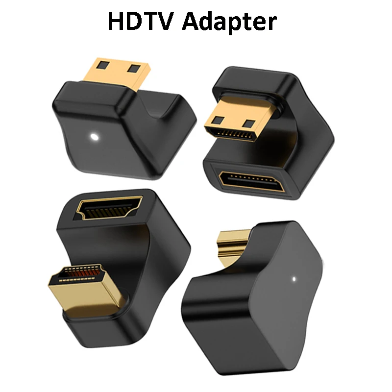 360 Degree U-shaped L Converter Mini HDMI Male to HDMI-compatible 2.1V Female 8K@60Hz Extension Adapter for Monitor Display