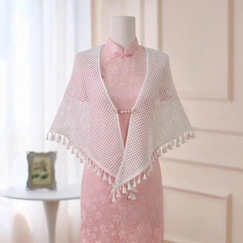 

Retro Tassel Shawl Women's Thin Knitted Outerwear Shoulder Strap Dress Cardigan Summer Decorative Accessories