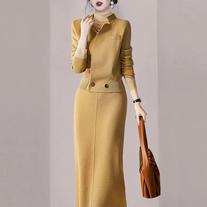 2024 Autumn/Winter New High end Fashion Simple Commuter Knitted Two piece Set