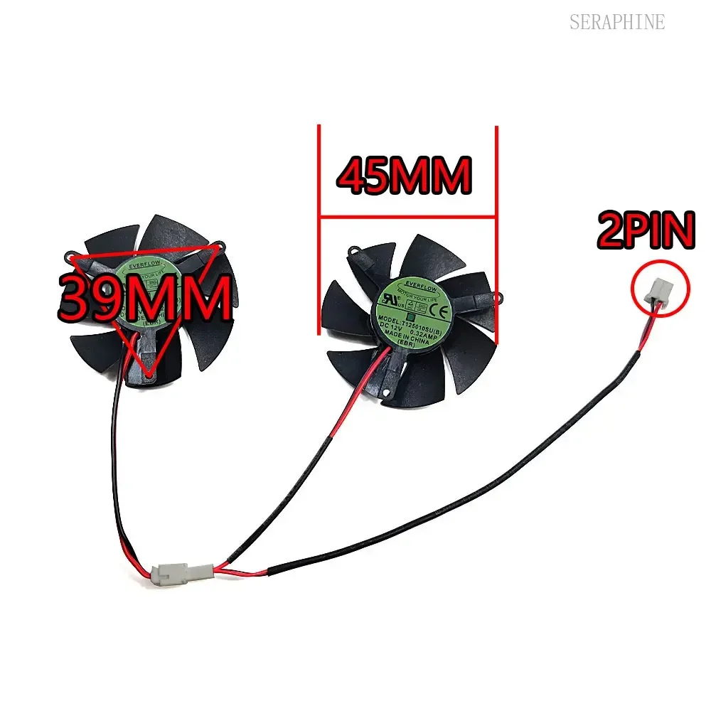 NEW 45MM 2PIN T125010SU(B) GTX 1050 MINI GPU Fan for Geforce ZOTAC GTX 1050Ti-4GD5 MINI、GTX 1050 MINI Graphics Card Cooling Fan