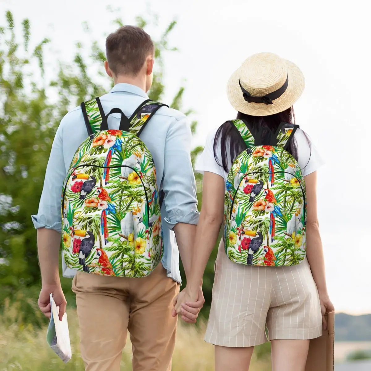 

Tropical Parrot, Cockatoo And Toucan Rainforest Backpack Student Boys Girls BookBag Kids School Bag Laptop Shoulder Bags