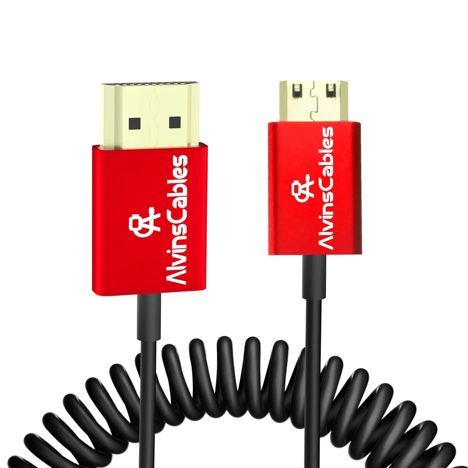 

Alvin's Cables Высокоскоростной спиральный кабель Mini HDMI-HDMI 8K, алюминий, 8K при 60 Гц, 4K при 240 Гц HDMI 2.1, совместимый с камерой, видеокамерой