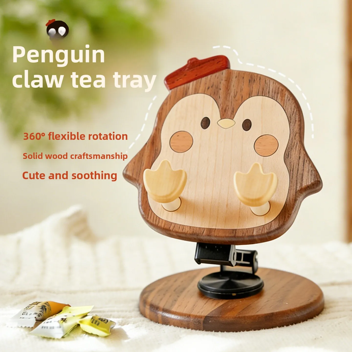 

Wood Mobile Phone Stand Rotatable Foldable Desktop Decoration Phone Support Bracket Office Desktop Stand Cute Design