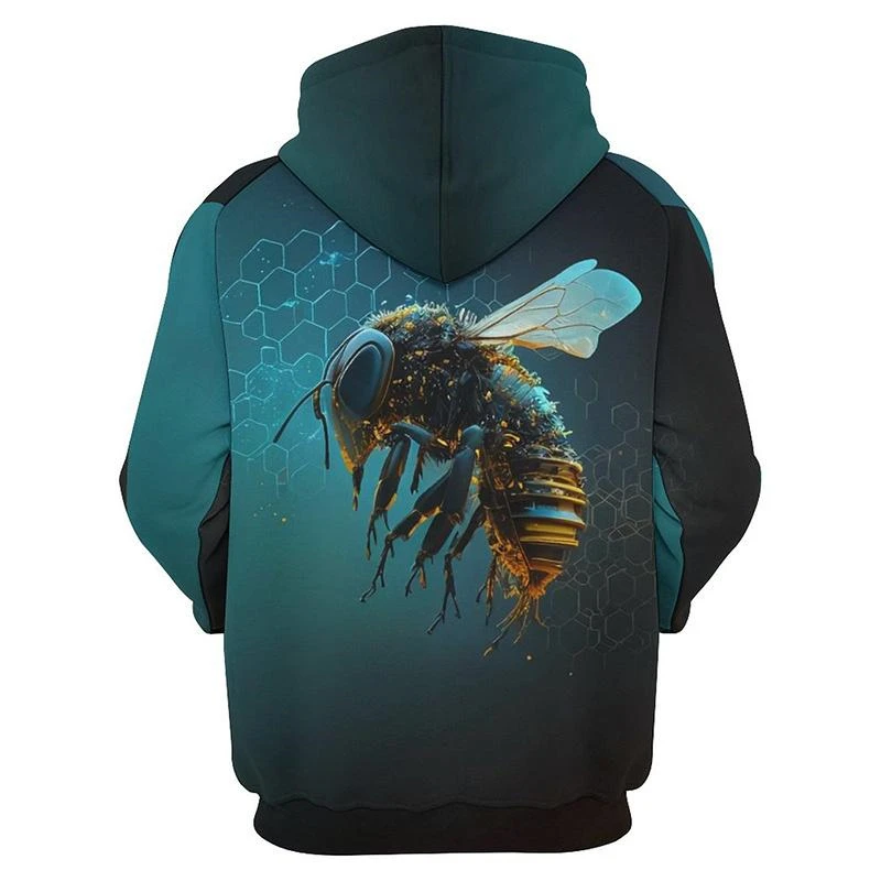 Cute Bee Pattern Hoodies Fashion Spring Autumn Mens Kids Funny 3D Printed Long Sleeve Hoodie Casual Oversized Harajuku Pullovers