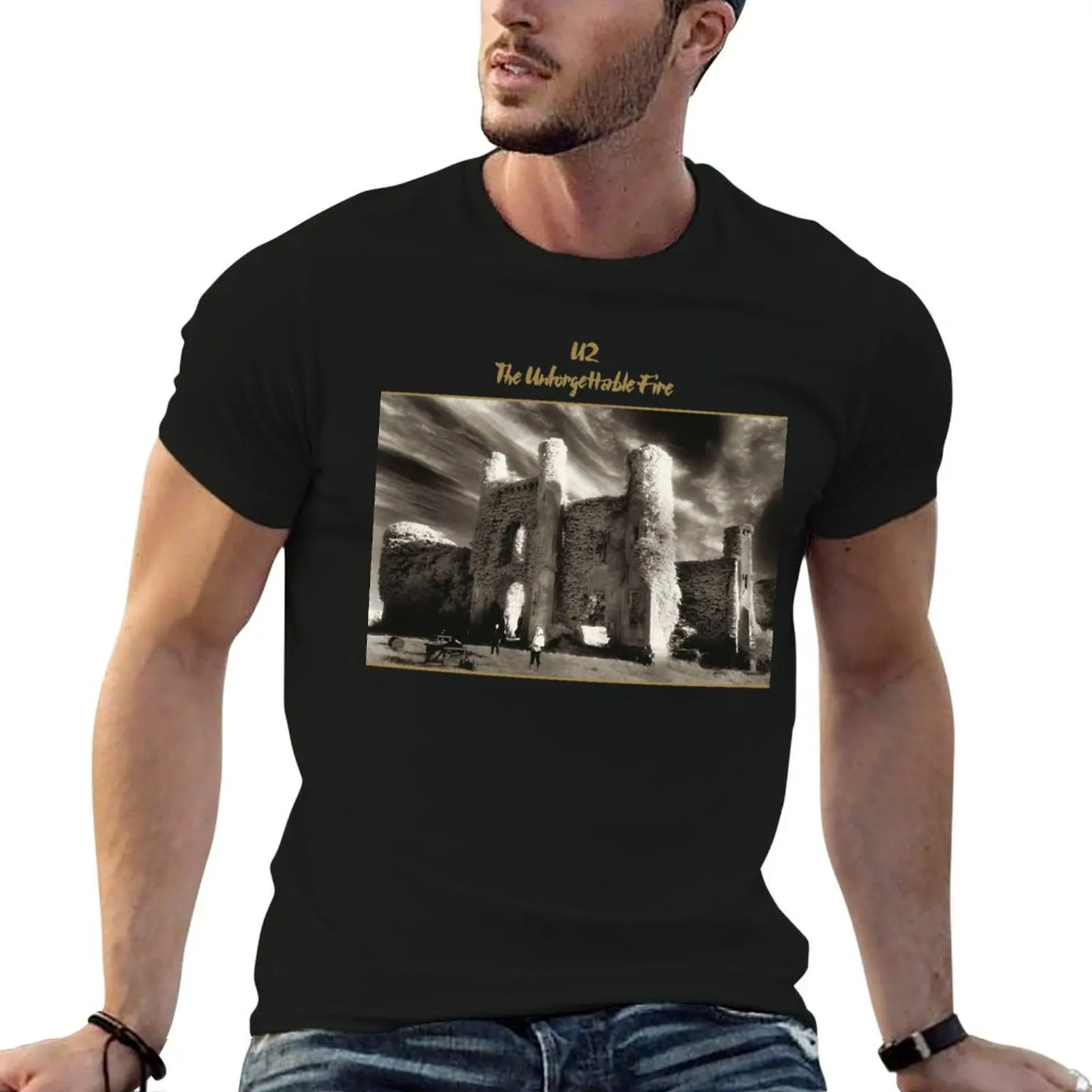 Camiseta clássica The Unforgettable Fire (HQ) para homem, camiseta simples para homem, camisetas gráficas de luxo para homem