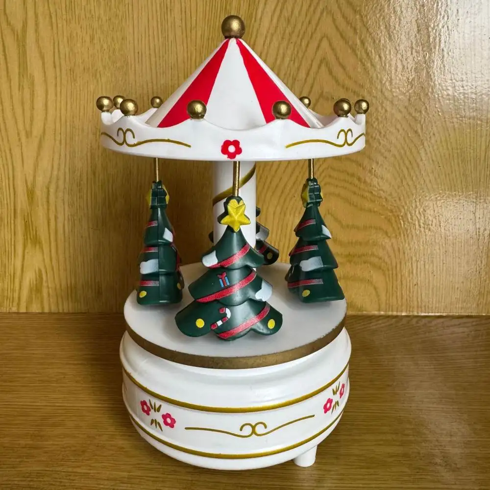 Classic Carousel Music Box Rotating Musical Ornament Birthday Cake Decoration European Wood Craft Home Decor Creative Xmas Gift