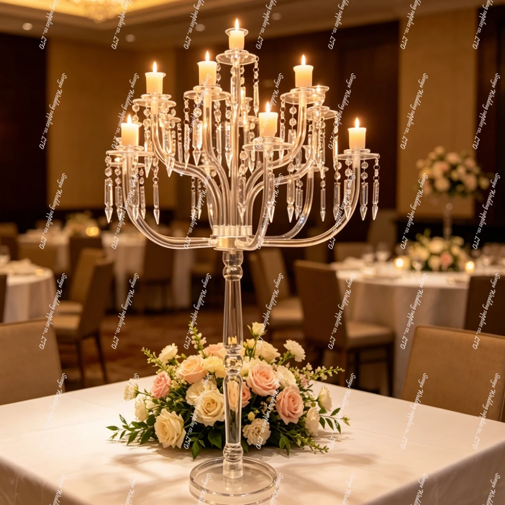 2-12pcs 13 Arm New acrylic candlestick - wedding props - cylinder candlestick decoration item - Candlelight dinner