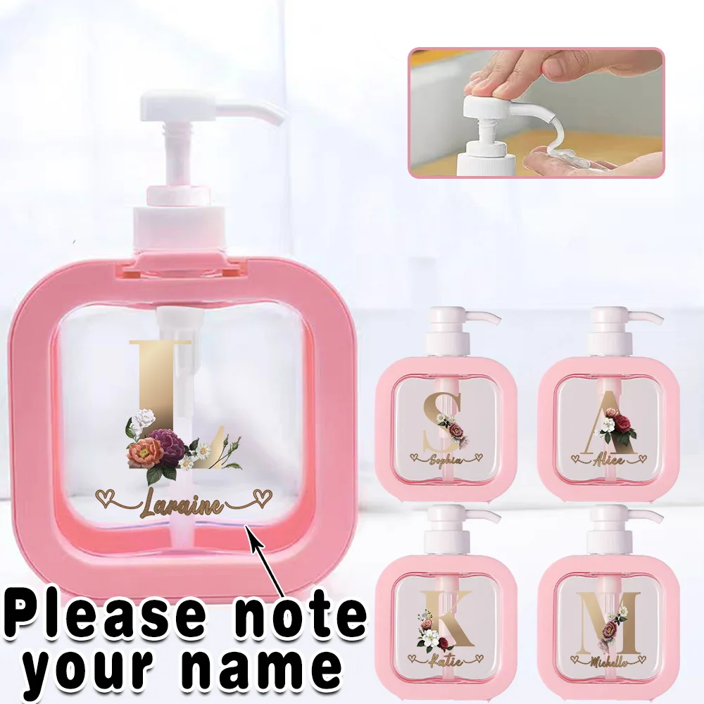 Customized Name 500ml Refillable Lotion Bottle Detachable Soap Dispenser Pressurized Hand Sanitizer Travel Makeup Organizer DIY