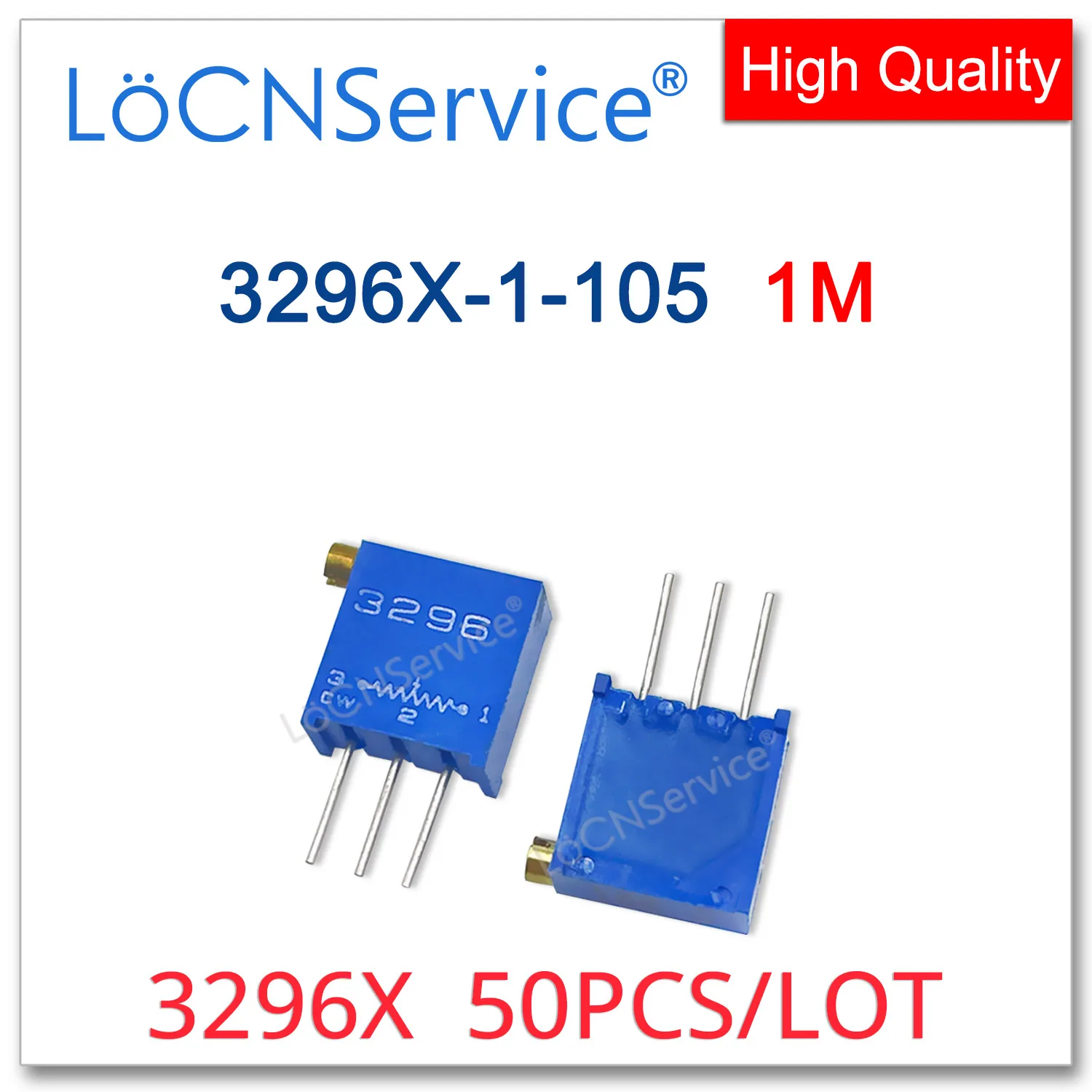 LoCNService 3296X 50 Stück 1 m 105 Trimmpotentiometer, hergestellt in China, hohe Qualität, 3296X-1-105 105