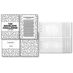 100 Envelope Challenge Binder 1-100 Day Challenge Savings Loose Leaf Notebook Refill Replacement Sticker