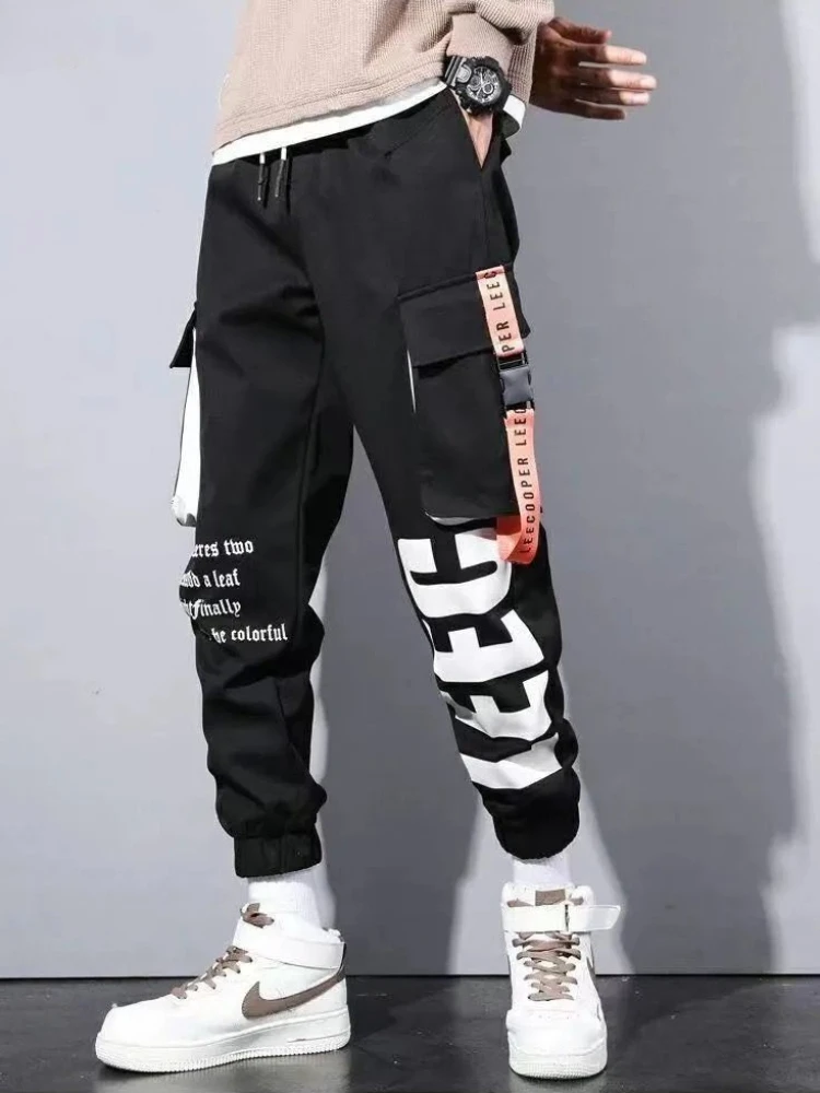Spring Summer Casual Cargo Sweatpants Men Wide leg Oversize Jogger Pants Male Streetwear Harajuku Sport Ankle-length Trousers
