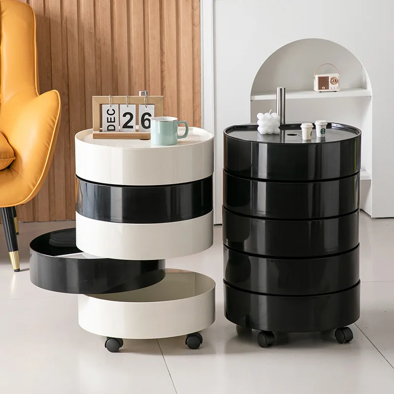 360-Degree round rotating cabinet, removable bedside simple storage side cabinet in the bedroom