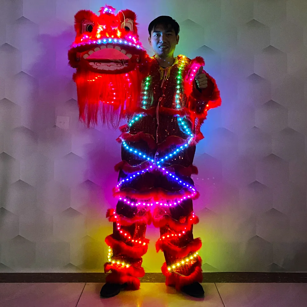 

LED single lion adult glow-in-the-dark lion dance props bar light lion dance Chinese Spring Festival lion dance party supplies