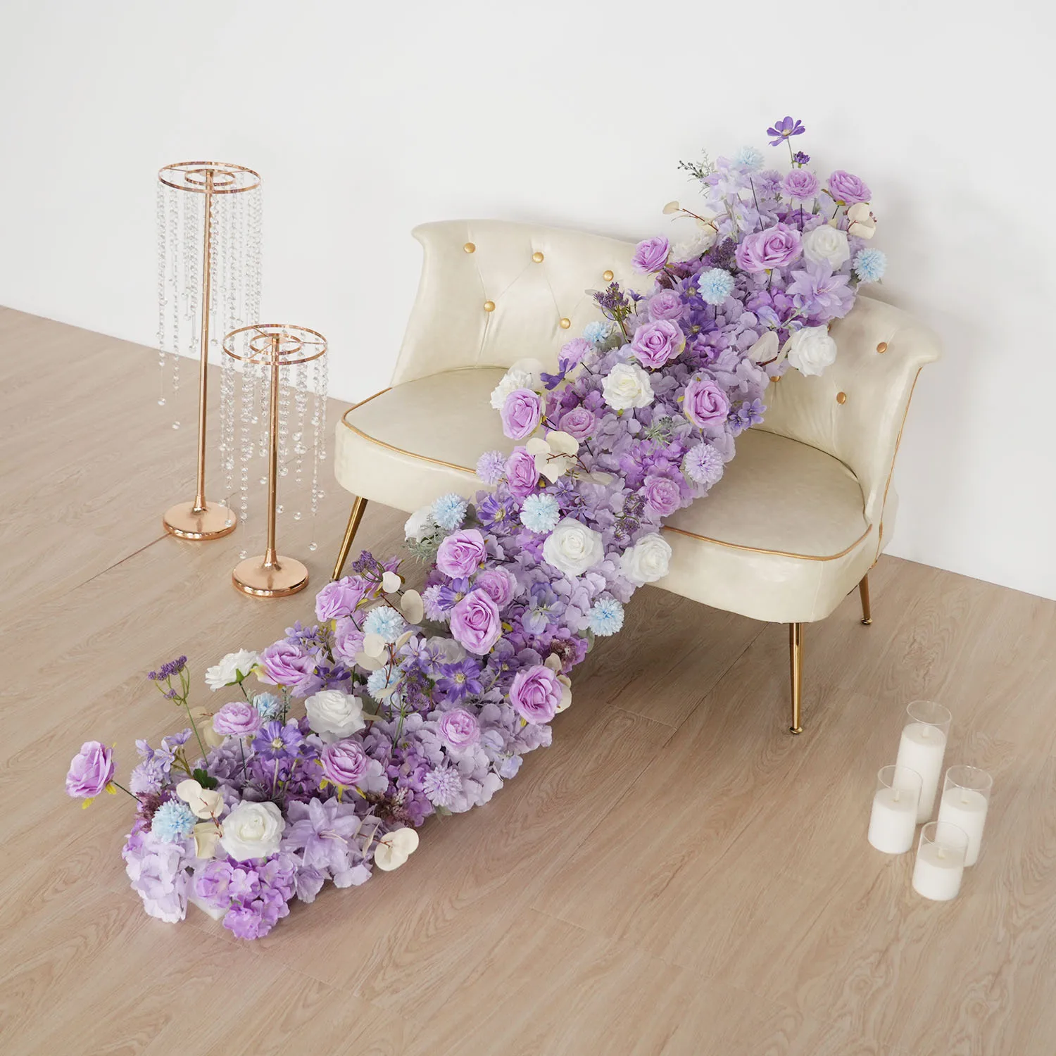 

Uflower 100cm Luxury Runners Artificial Flower Row Rose Table Centerpiece DIY Wedding Decoration Backdrop Arch Party Floral
