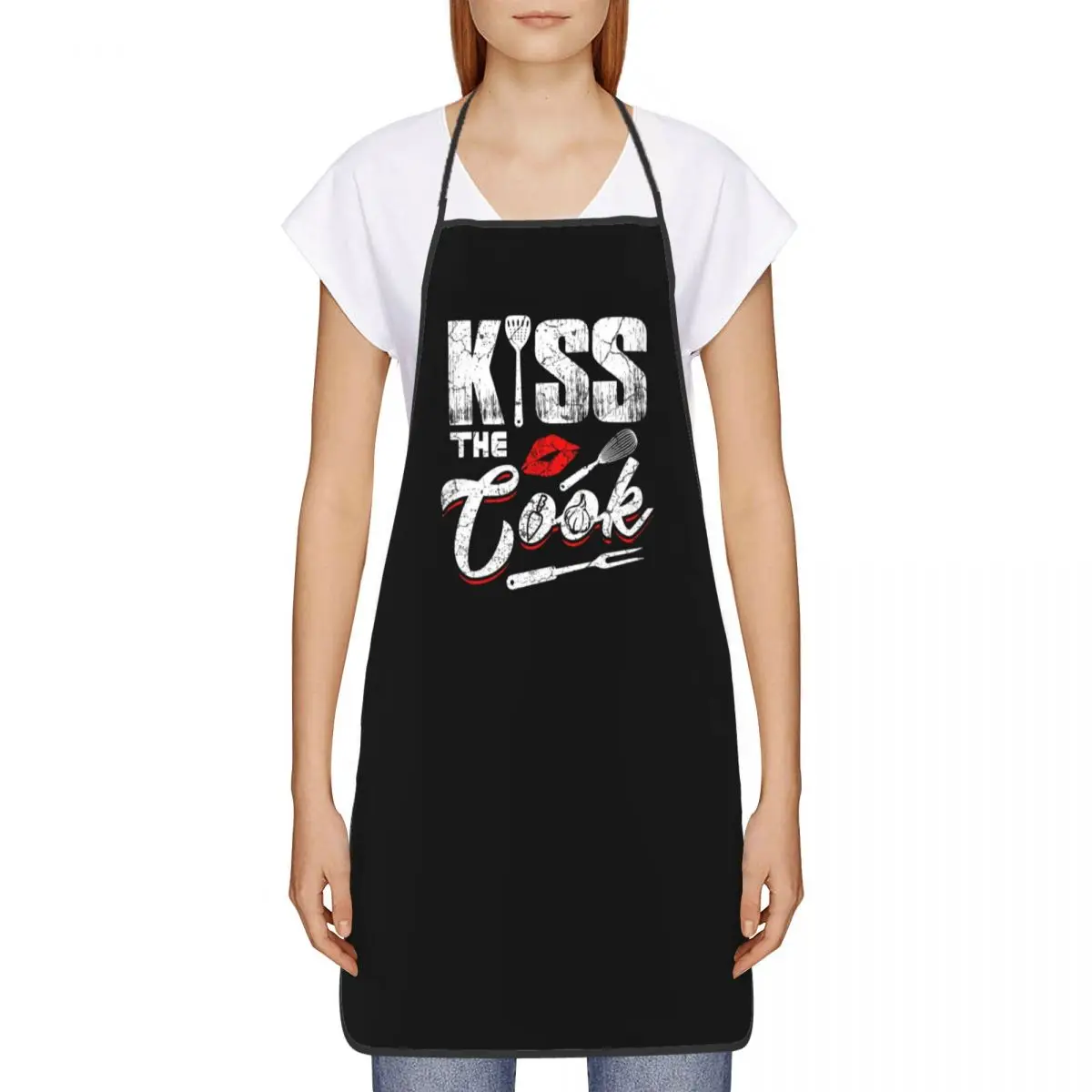 Retro Kiss The Cook Apron Women Men Unisex Bib Cooking Kitchen Tablier Cuisine Chef Gardening