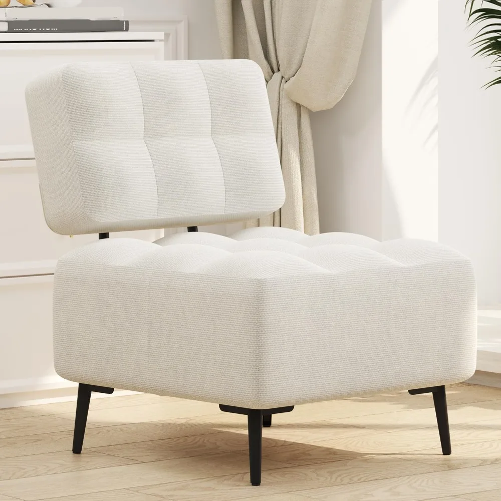 

Стул, современный стул середины века с толстой подушкой и металлическими ножками, льняное кресло для отдыха, удобные боковые угловые стулья