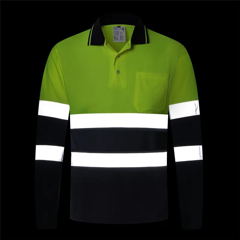 Security Reflective Shirts for Men Hi Viz Vis Shirt with Pocket Two Tone Workwear High Visibility Reflective Clothes