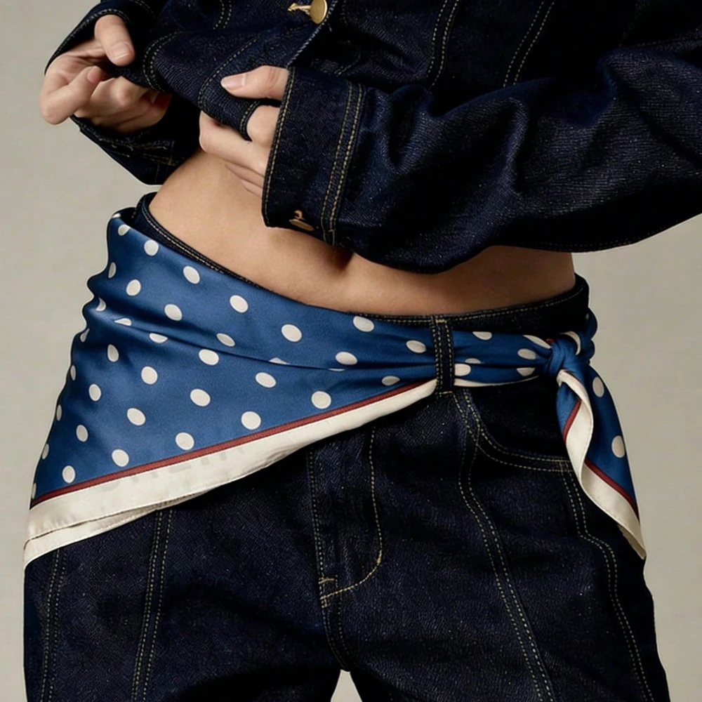1 Stück Luxuriöses Elegantes Modisches 70 * 70cm Seiden-Bandana-Tuch mit Polka-Dot-Muster für Damen Geeignet für Tägliches Tragen und Als Geschenk – Detail 8