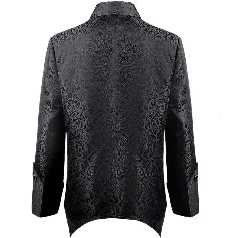 سترة رجالية من العصور الوسطى بنمط جاكار وسحاب وطية صدر السترة معطف عتيق للرجال