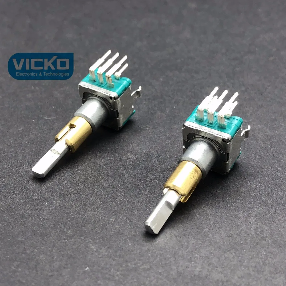[VK]ALPS EC11EBB24C03 dual double encoder EC11E BB24C03 with switch 15 pulse point smooth 30 positioning shaft 25mm Biaxial turn