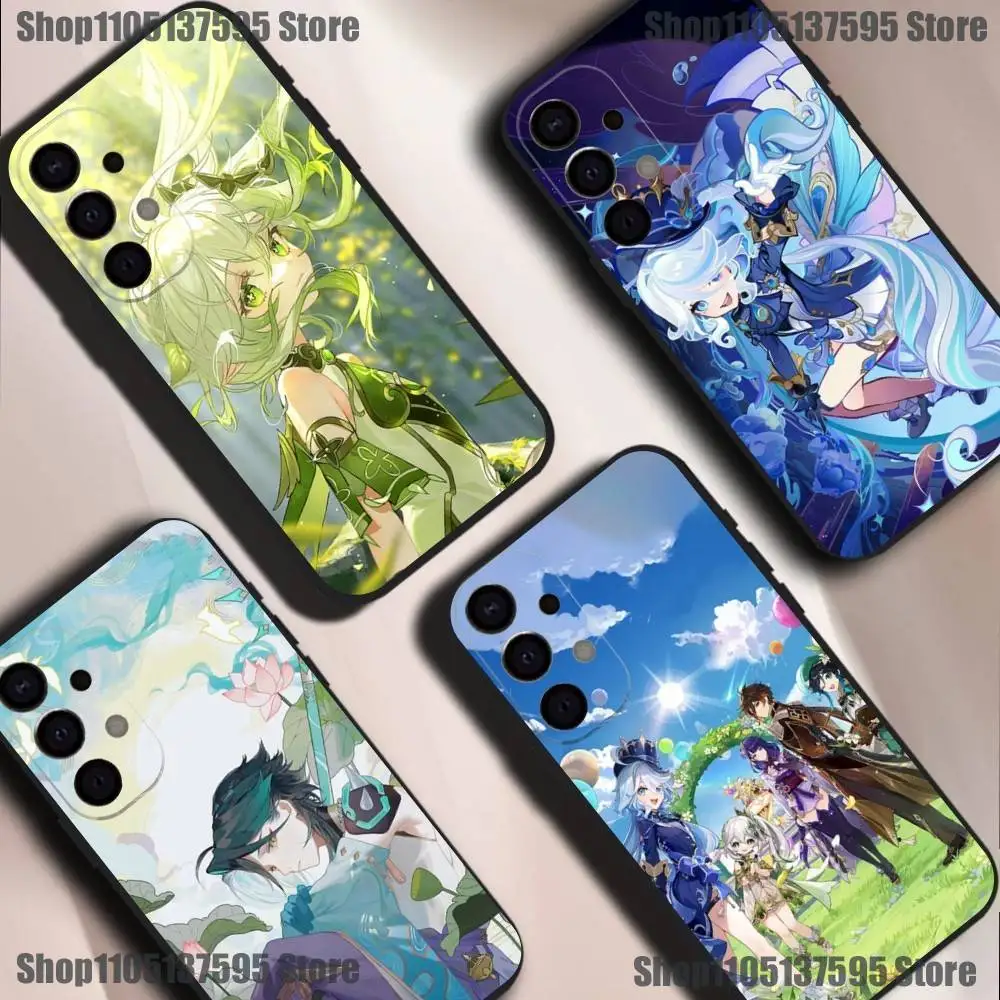 Custodia per telefono Anime G-Genshin Impact per Samsung S25, S24, S21, S22, S23, S30, Ultra, S20, Plus, Fe, Lite, 5G Cover nera