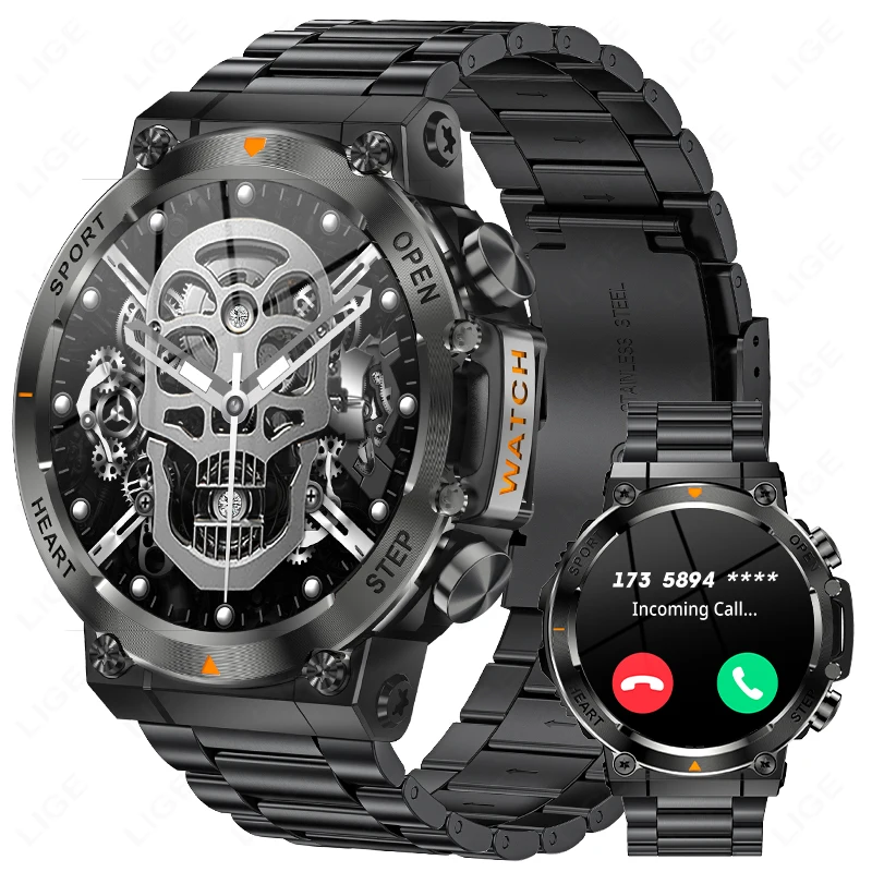 

LIGE Men Smart Watch Bluetooth Calling 400mAh Large Battery 1.39 inch 100+Sports Mode Fitness Watch Music Player Smartwatch 2025