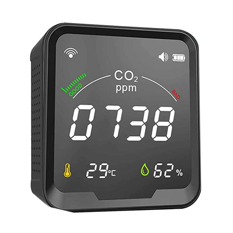 

CO2 Detector, Indoor Air Quality Monitor, NDIR Sensor Carbon Dioxide Detector, Temperature Humidity Air Tester