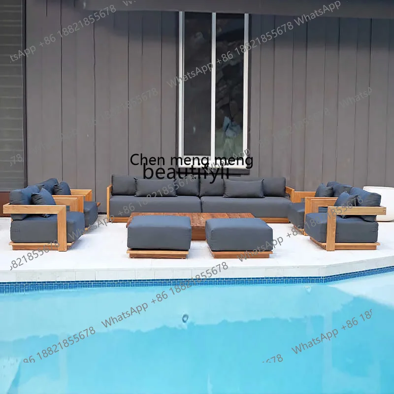 

E153 Outdoor Aluminum Alloy Sofa Courtyard Open-air Terrace Solid Wood Waterproof Sunscreen casual Hotel Furniture