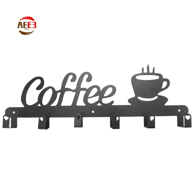 

AEE3-Coffee Mug Holder Wall Mounted,Coffee Bar Decor Sign,Coffee Cup Rack Holds,Coffee Sign Mug Hanger,Coffee Mug Rack