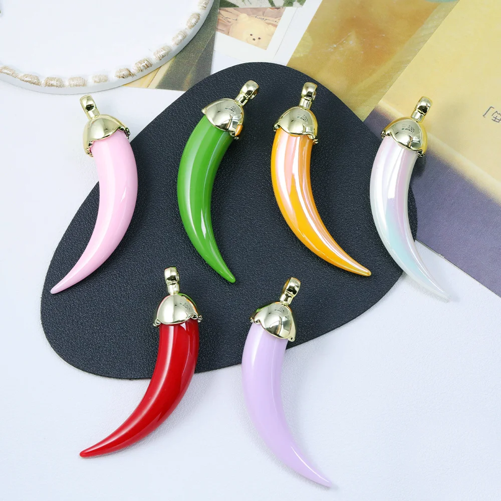 

Сердечный дизайн 16*65 мм 50 шт. фурнитура и компоненты для ювелирных изделий/эффект Авроры/форма чили/ручная работа/акрил/кулон «сделай сам» # 18698