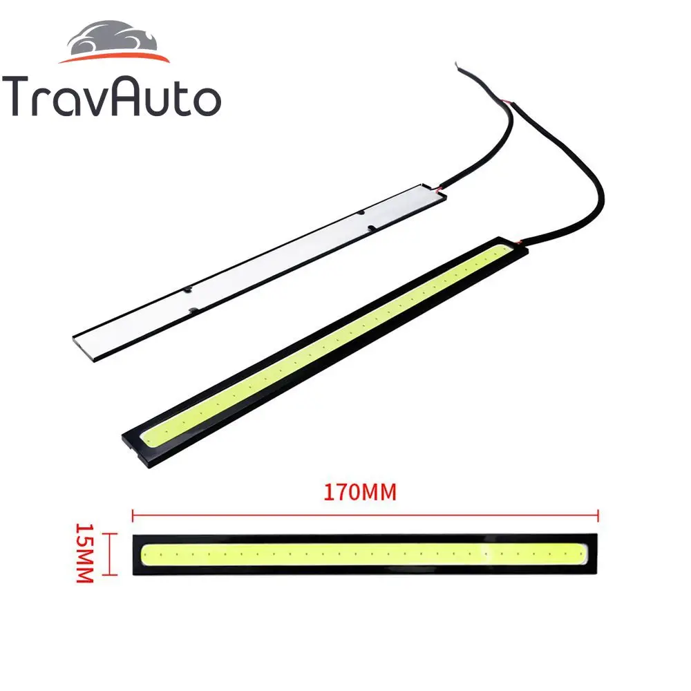 

Travauto 2pcs 17cm COB LED DRL 12V White Daytime Running Lights 3mm Ultra-Thin Waterproof Car Marker Lamps