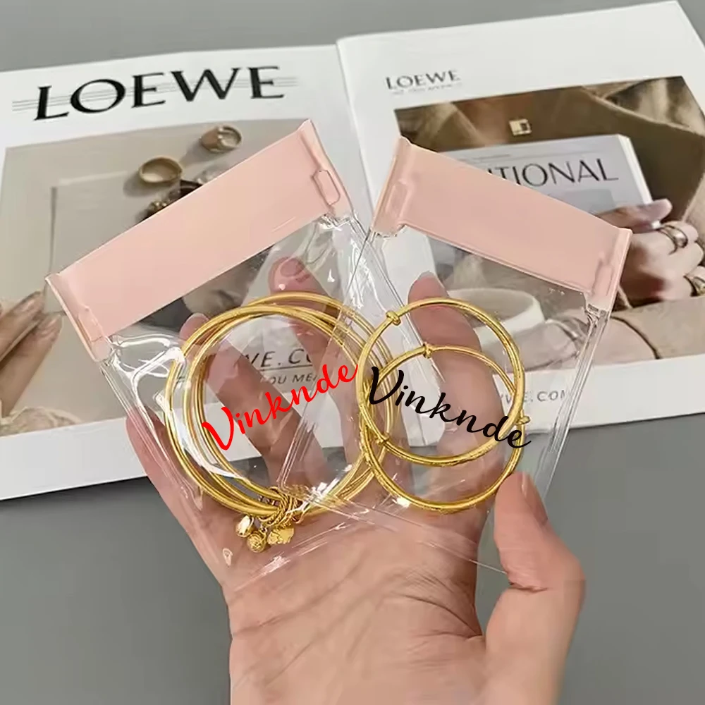 Benutzerdefinierte Logo dicke durchsichtige Kunststoff-Ohrring-Taschen, selbstdichtende PVC-Schmuck-Organizer-Tasche, Reisezubehör, Uhr, kleine Verpackungsbeutel