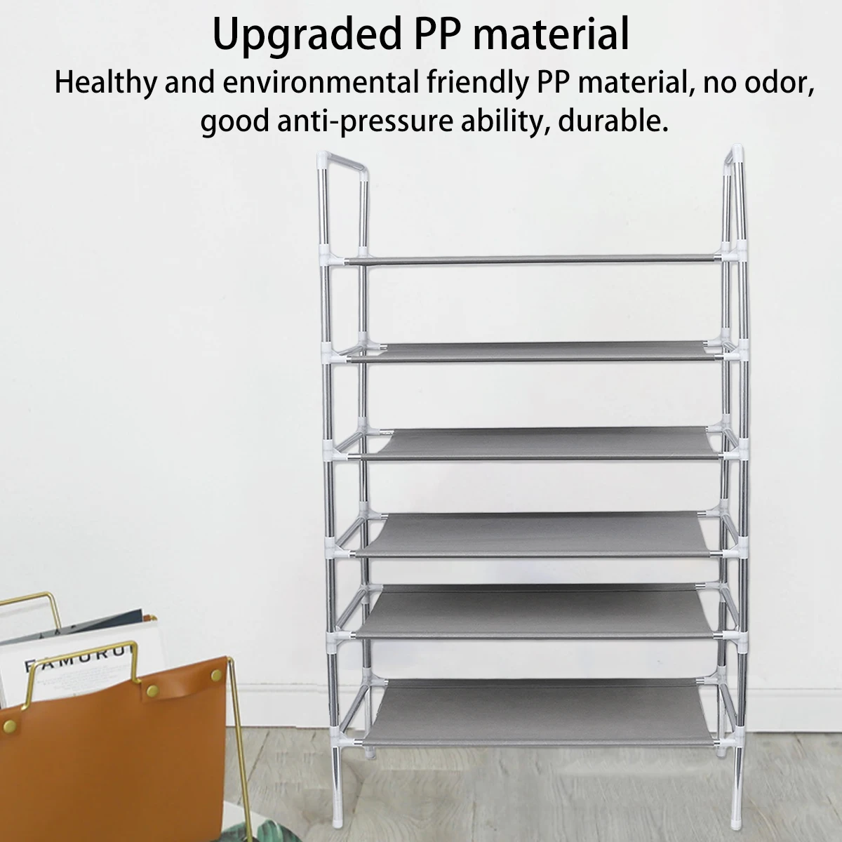 

Multilayer Shoe Rack Metal Shoe Shelf Home Cabinet Light Grey Storage Solution Organize Sneakers Clean Environment