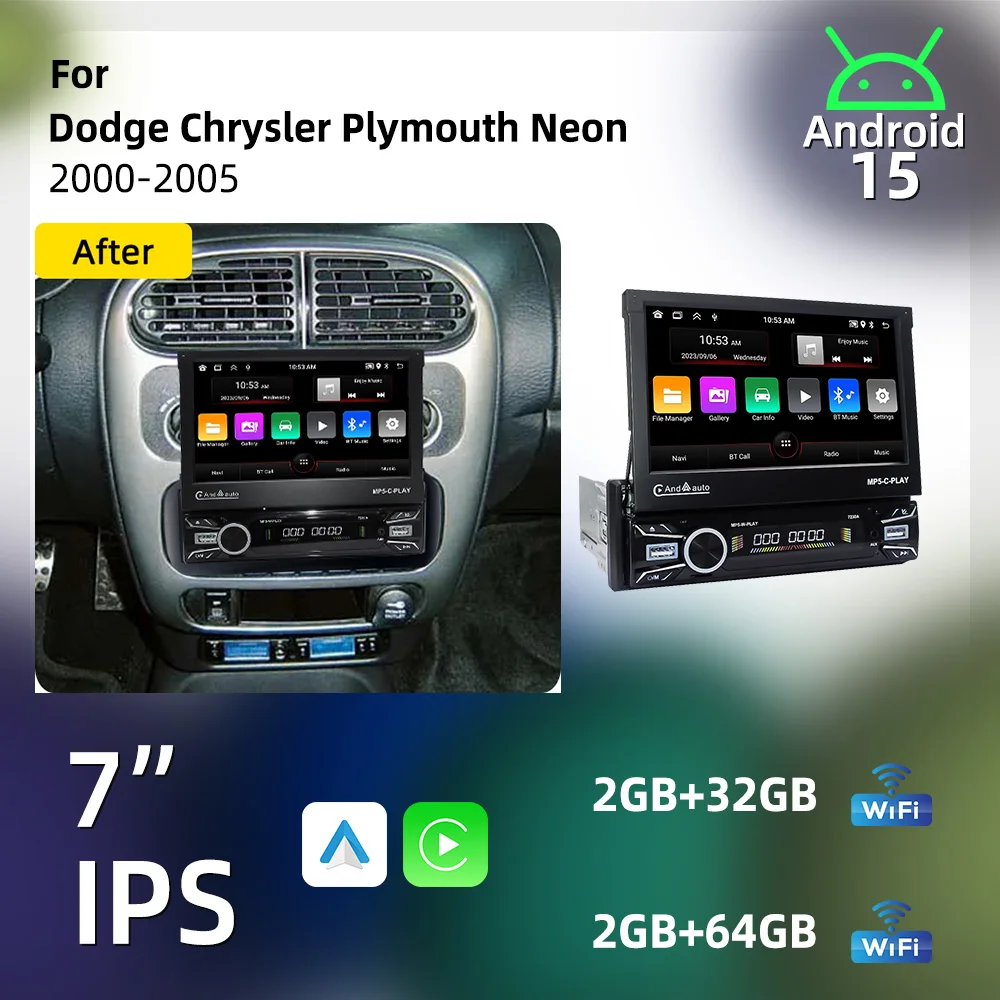 Car Radio for Dodge Chrysler Plymouth Neon 2000-2005 Multimedia Android 1Din 7