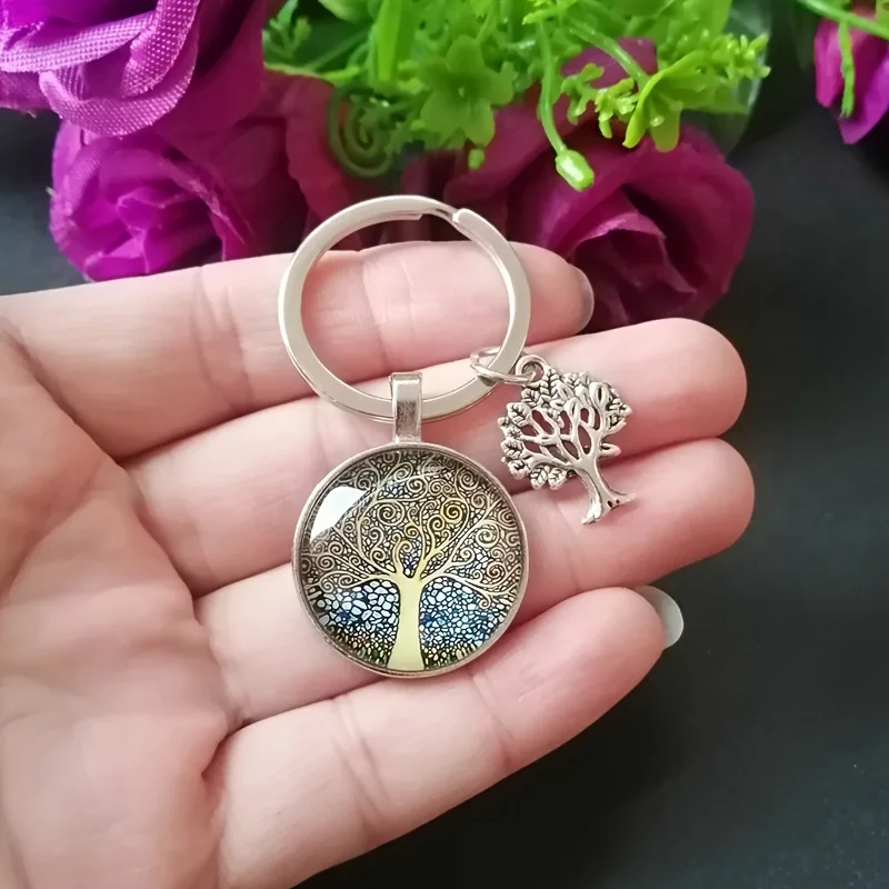 Tree of Life Keychain Art Mandala Charm Women Men's Father's Day Gift Memorial