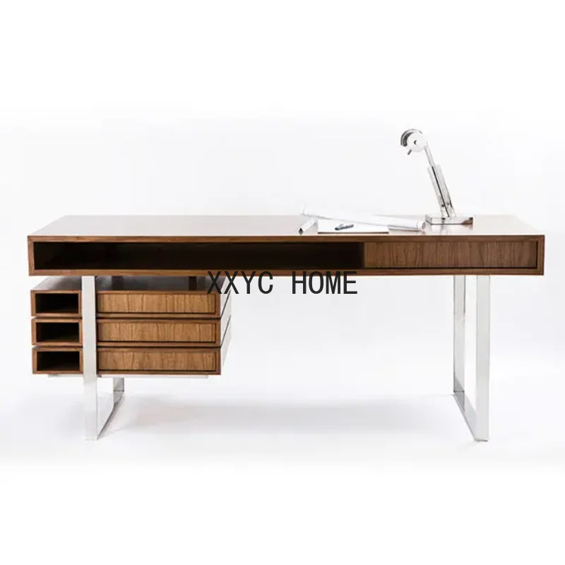 

Итальянский минималистичный черный стол из ореха, современный минималистичный стол из массива дерева