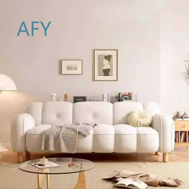 Modern Nordic Small Sofa for IKEA for MUJI Elegant Foam Fancy Designer White Sofa Puffs Economic European Bedroom Furniture