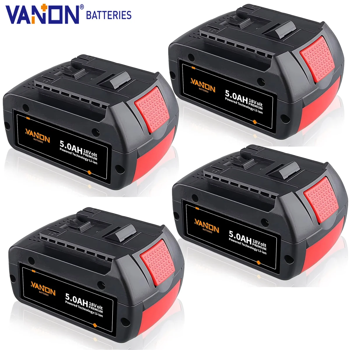 

VANON 4Pack BAT610G 5.0Ah 18V Lithium-ion Battery BAT609 BAT609G BAT618 BAT622 Cordles Power Tools Replace for Bosch Battery pin