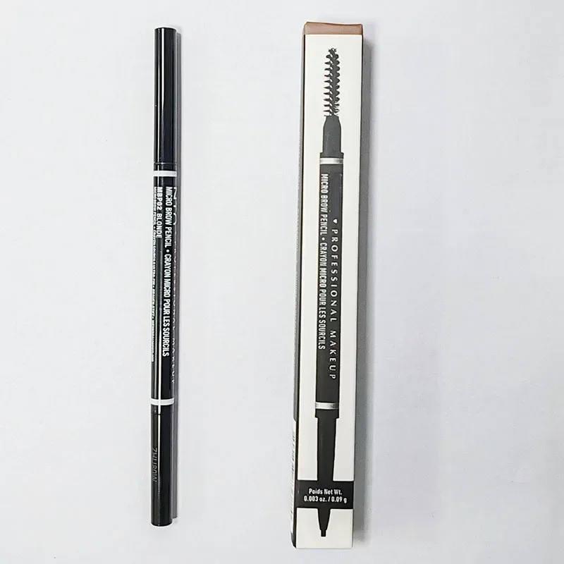 12 colors Mico Double-Ended Brow Pencil - Fine Tip & Brush - Waterproof & Long-lasting - Black Eye Brow Cosmetics Espresso Grey