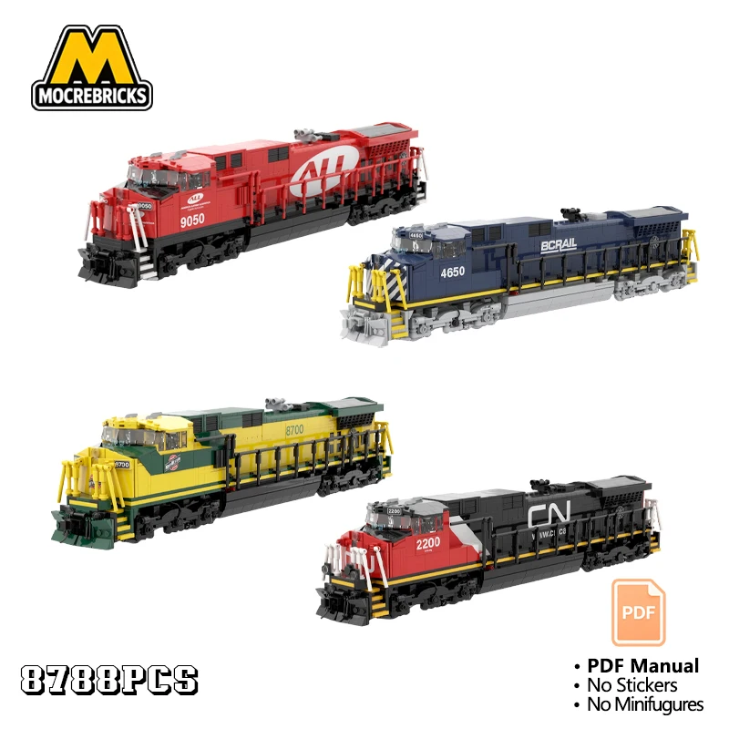 

MOC C44-9W Diesel Locomotive Train Model Building Blocks Yellow Dash 9 Railway Engine Bricks DIY Assembly Toys for Adult Gift