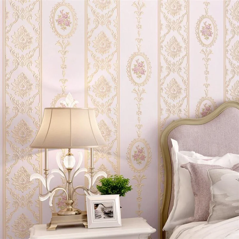 

beibehang European style pastoral non-woven wallpaper living room three-dimensional relief wallpaper warm bedroom background wal