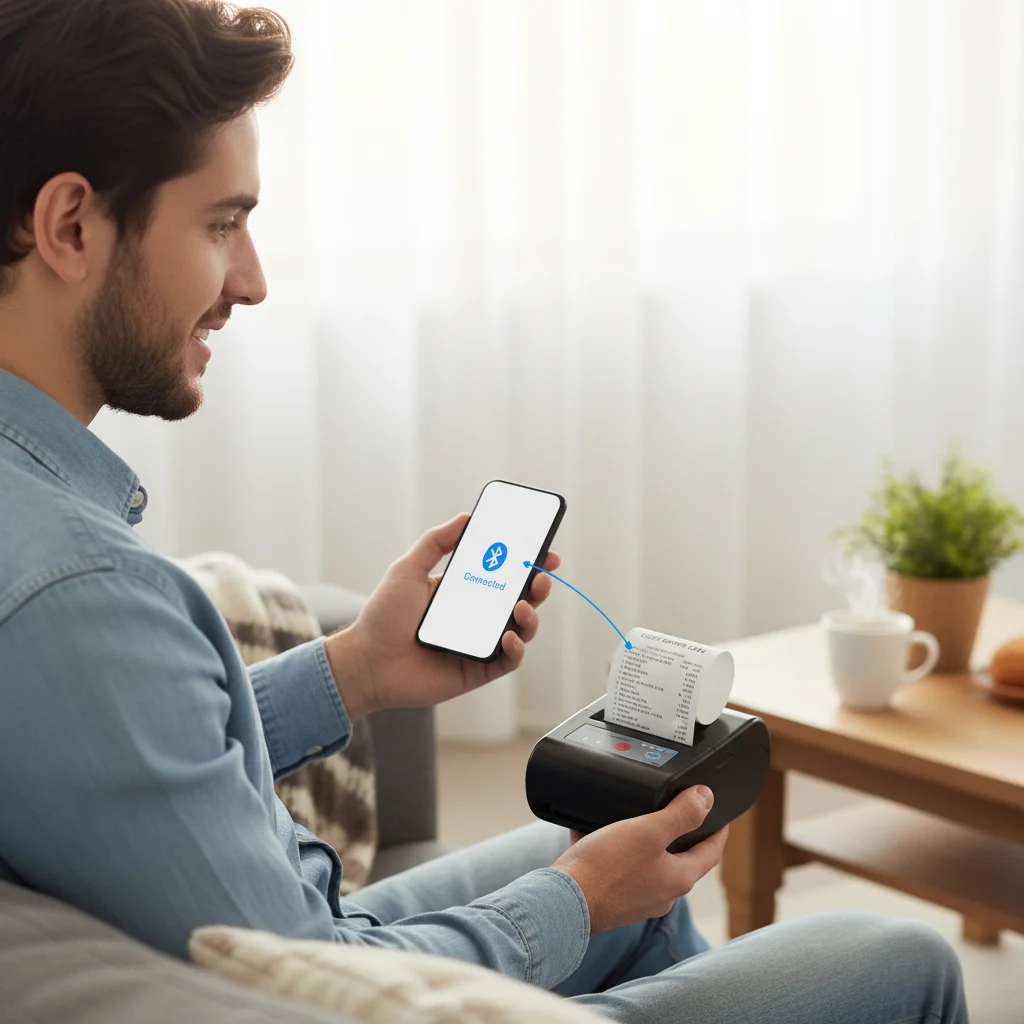 

58mm Imprimante Portable Thermique Wireless Bluetooth Thermal Receipt Printer with Rechargeable Battery