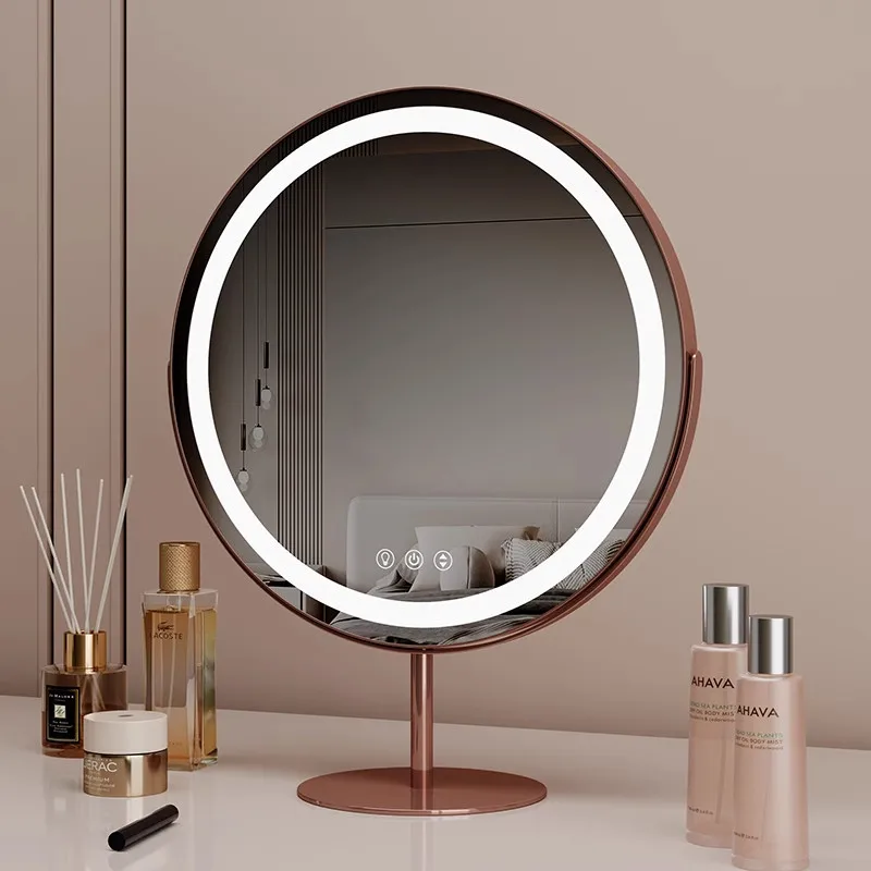 Portable Standing Mirror Dressing Table Makeup Compact Funky Vanity Small Mirror Cosmetics Circular Espelhos Home Decorations
