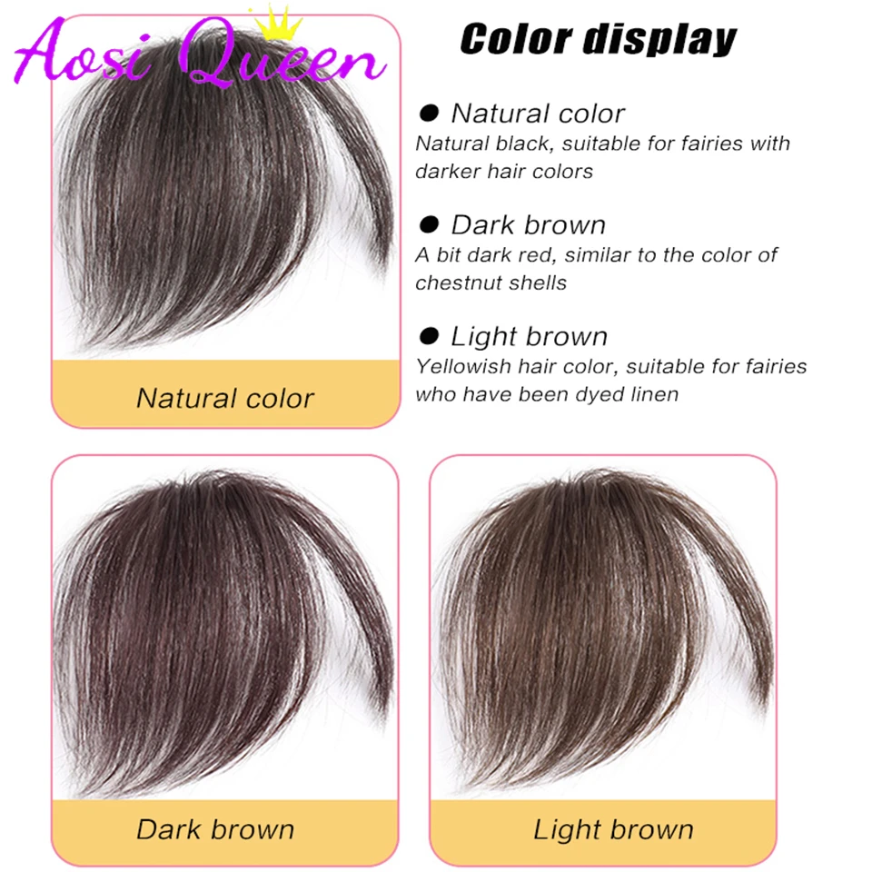 AOSI Synthetic Oblique Bangs Wig Natural Forehead Partial Air Bangs Wig Female Invisible Seamless Fake Bangs