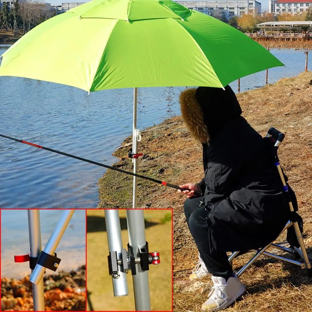 Aluminum Alloy Fishing Chair Umbrella Clip Universal Pole Holding Fish Pole Holder 360° Rotating Adjustable