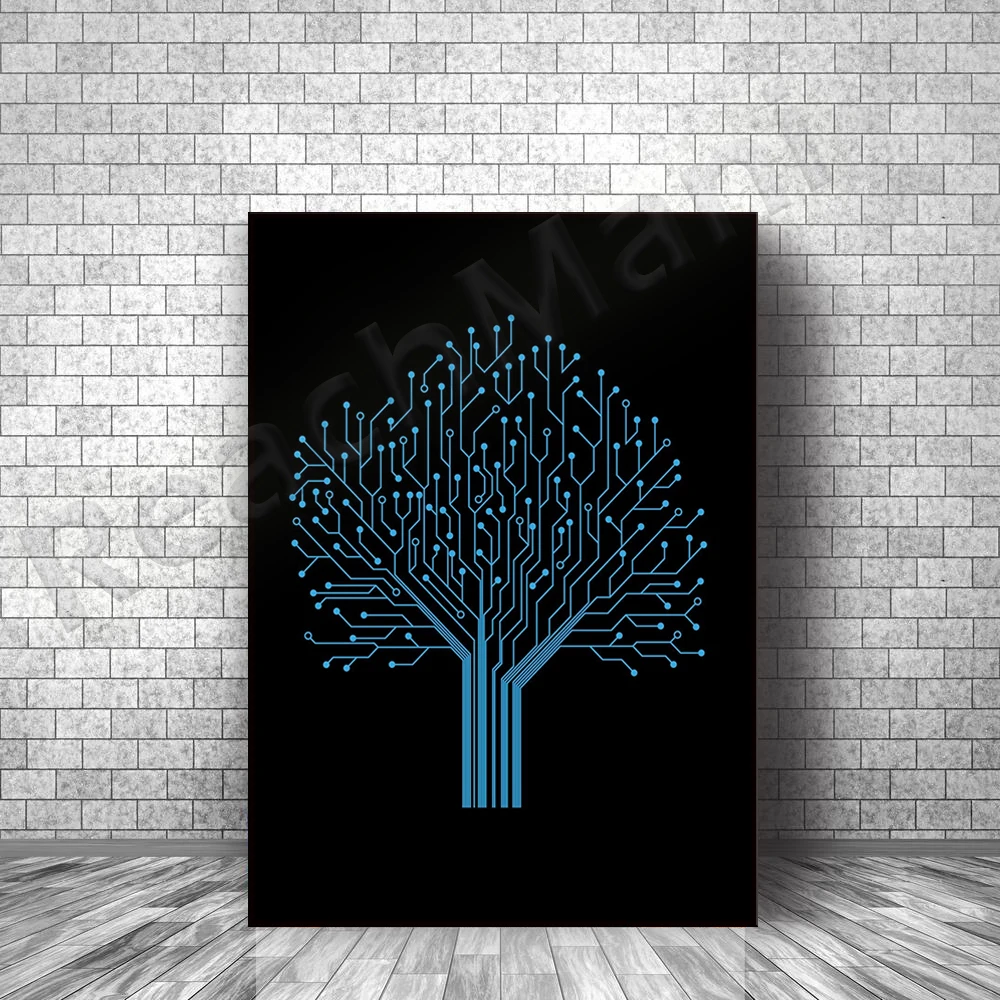 engineer wall art, science art, software engineer gift, programmer print art, nerd home decor poster, circuit tree